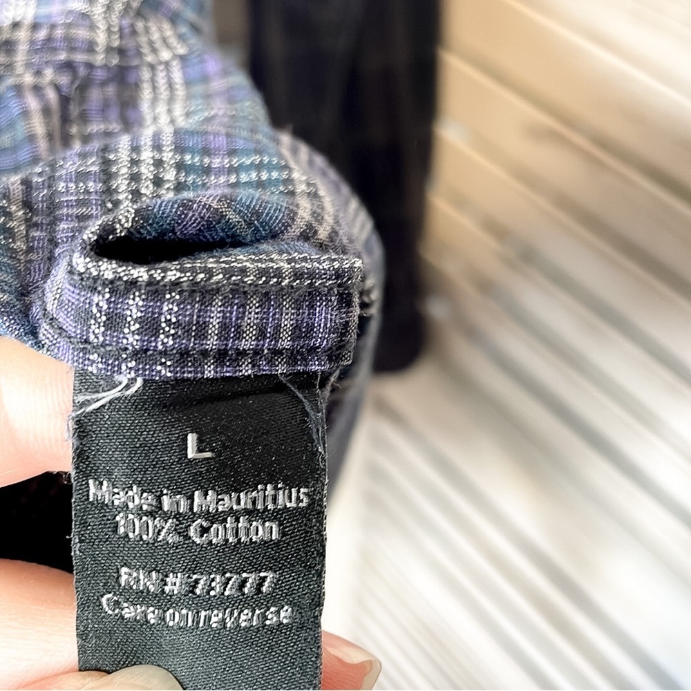 APT. 9 | Men’s 100% Cotton Blue Plaid Button Down Long Sleeve Shirt - Picture 6 of 7